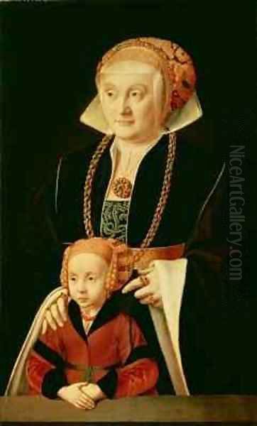 Portrait of a Woman with her Daughter Oil Painting by Bartholomaeus, the Elder Bruyn