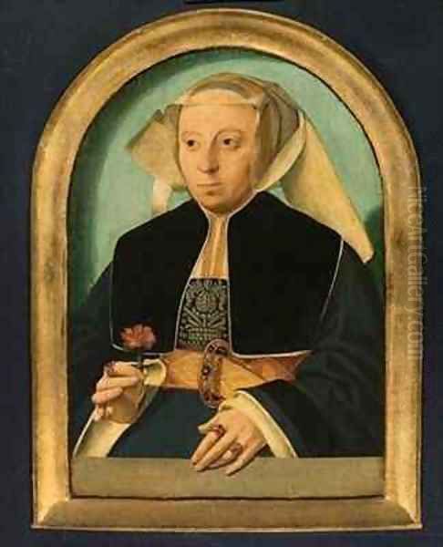 Lady with Red Flower Oil Painting by Bartholomaeus, the Elder Bruyn