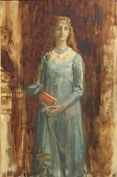 A Study Of A Standing Female Figure Oil Painting by Alexandre and Jourdan, Adolphe Cabanel