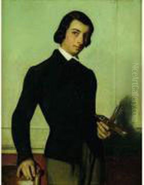 Autoportrait A La Palette Oil Painting by Alexandre and Jourdan, Adolphe Cabanel