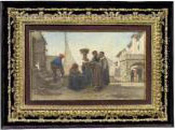 Meriggio A Porto Oil Painting by Vincenzo Cabianca