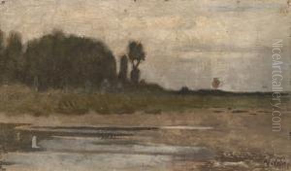 Paesaggio Sul Taro Oil Painting by Vincenzo Cabianca