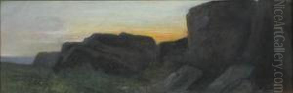 Paesaggio Roccioso All'alba Oil Painting by Vincenzo Cabianca