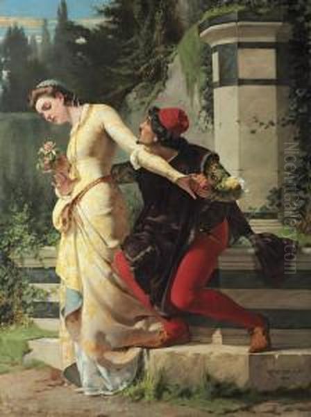 The Courtship Oil Painting by Vincenzo Cabianca