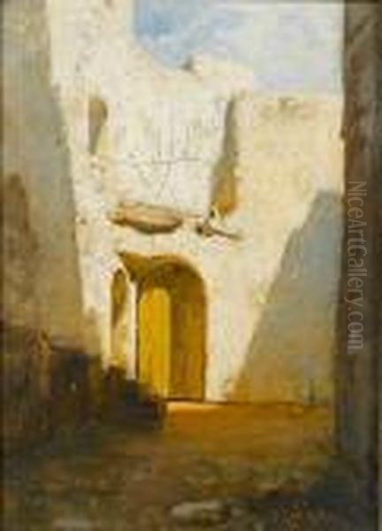 A Sunlit Doorway Oil Painting by Vincenzo Cabianca