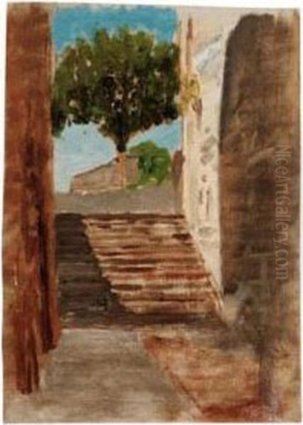 Scorcio Di Paese Oil Painting by Vincenzo Cabianca