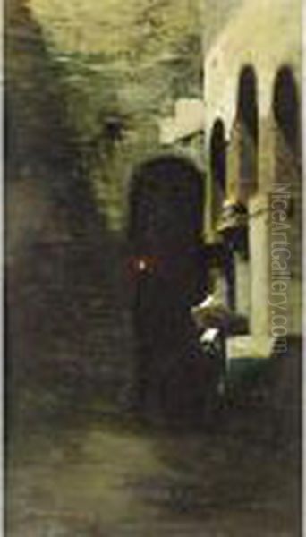 Nun In Contemplation Oil Painting by Vincenzo Cabianca