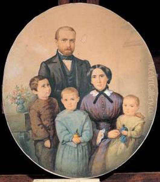 Ritratto Di Famiglia Oil Painting by Vincenzo Cabianca