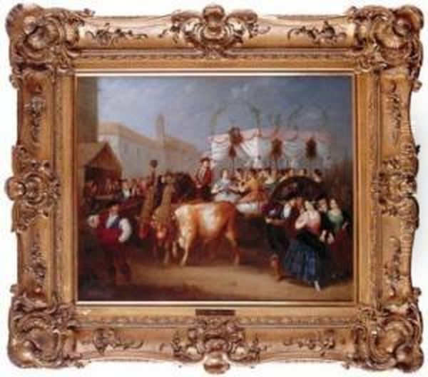 Romeria Oil Painting by Manuel Cabral Aguado Y Bejarano