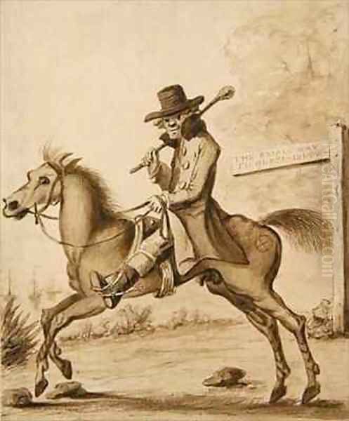 An illustration of H. Bunbury, 'An Academy for Grown Horsemen A Bit of Blood' Oil Painting by Henry William Bunbury