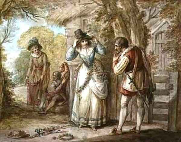 Florizel and Autolycus changing Garments Oil Painting by Henry William Bunbury