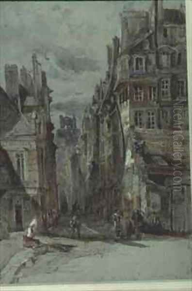 Street Scene, Old Paris Oil Painting by Henry William Burgess