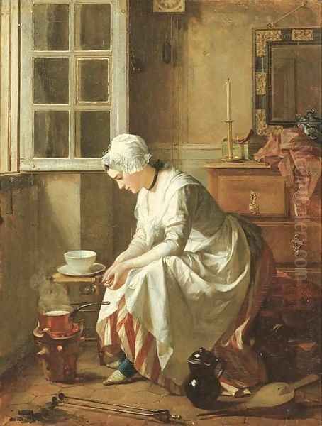 Lost in thoughts Oil Painting by Jean Baptiste Antoine Emile Beranger