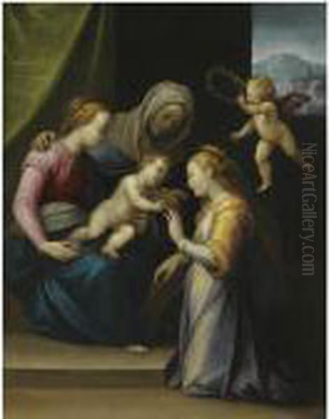 The Mystic Marriage Of Saint Catherine Oil Painting by Guglielmo Caccia