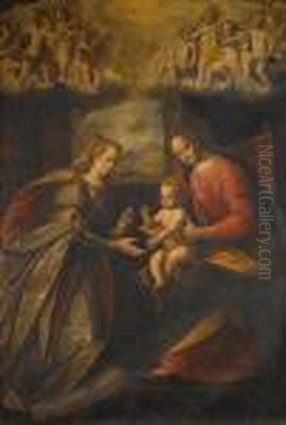 The Mystic Marriage Of St Catherine Oil Painting by Guglielmo Caccia