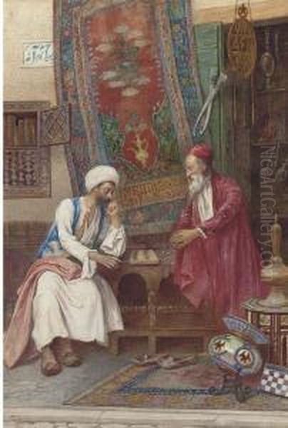 An Oriental Game Of Dice Oil Painting by Umberto Cacciarelli