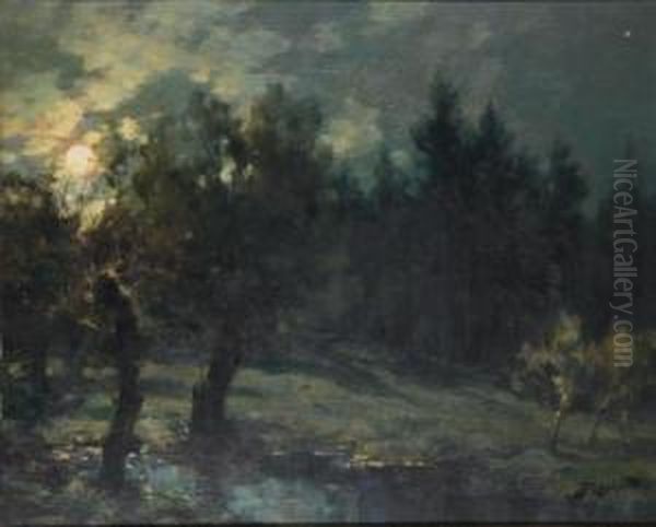 Paysage Nocturne Oil Painting by Francois Charles Cachoud