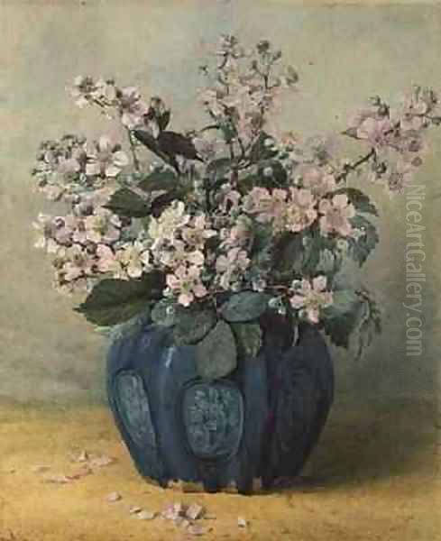 Blackberry Blossoms Oil Painting by Mary E. Butler