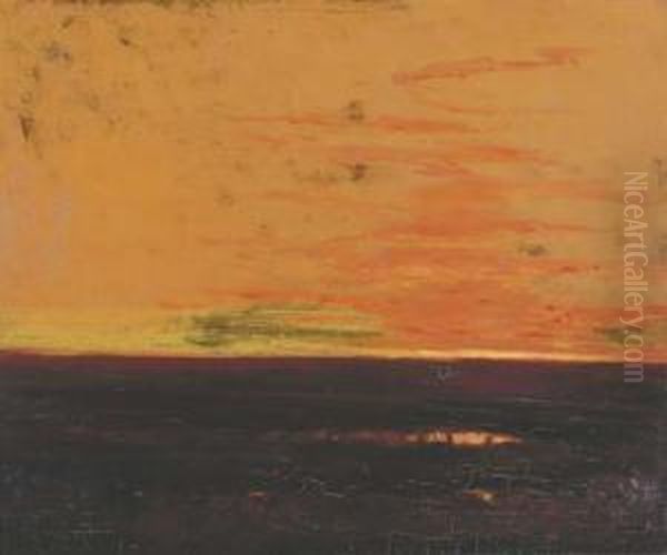 Sunset Over A Marsh Oil Painting by Giuseppe Cadenasso