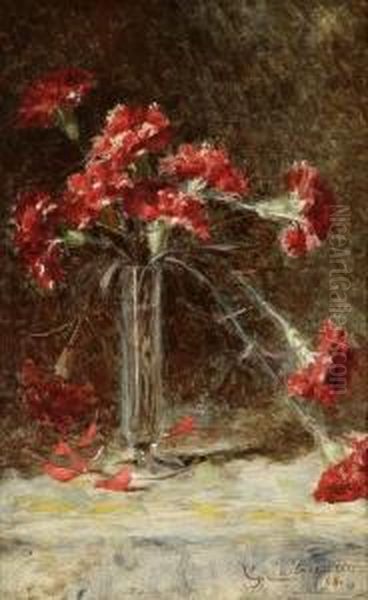 Still Life - Carnations Oil Painting by Giuseppe Cadenasso