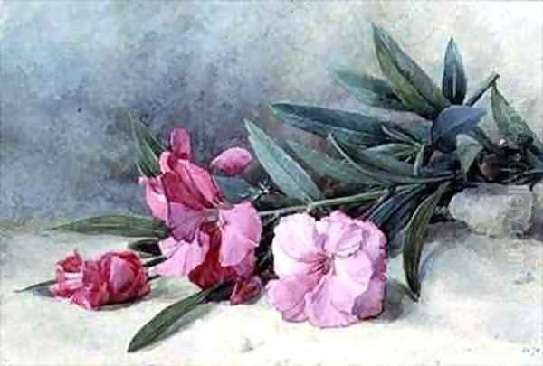 Oleander Blossom Oil Painting by Mary E. Butler