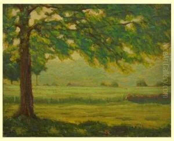 Landscape S L/l: G. Cadenasso Pastel On/p Under Glass Sight: 10.5 X 14.5 Oil Painting by Giuseppe Cadenasso