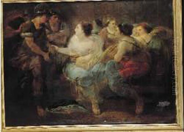 La Vertu De Lucrece Ou Tarquin Le Superbe Et Collatinus Chez Lucrece. Oil Painting by Giuseppe Cades