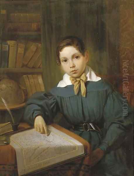 The young geographer Oil Painting by Pieter Gerardus Bernhard