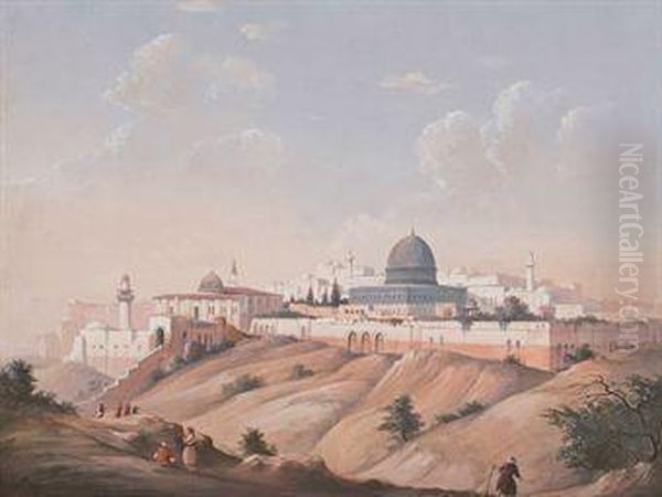 Vue De Jerusalem Oil Painting by Ippolito Caffi