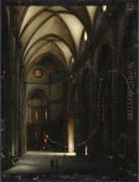 Interno Di Cattedrale Oil Painting by Ippolito Caffi