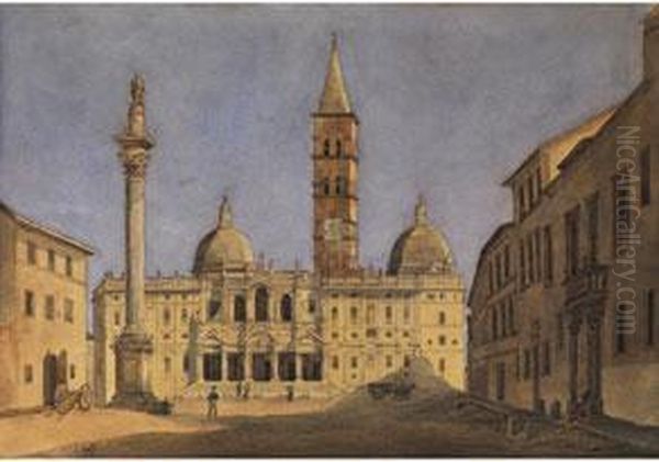 Die Kirche Santa Maria Maggiore In Rom Oil Painting by Ippolito Caffi