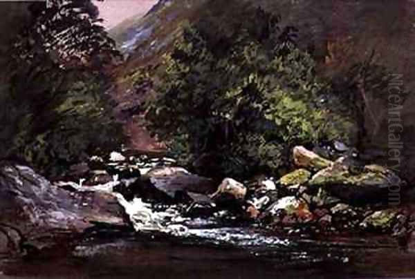 Study of Rocks on the River Lynn Oil Painting by William Corbett Burder