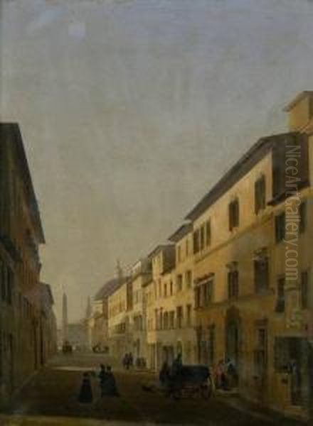 Via Di Ripetta Mit Blick Auf Pia Oil Painting by Ippolito Caffi