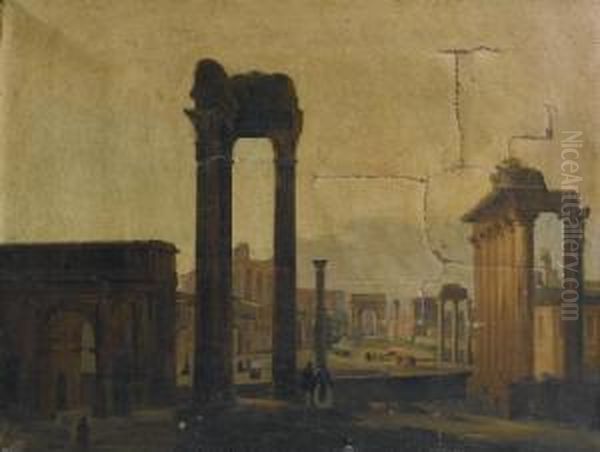 Veduta Del Foro Romano, Roma Oil Painting by Ippolito Caffi