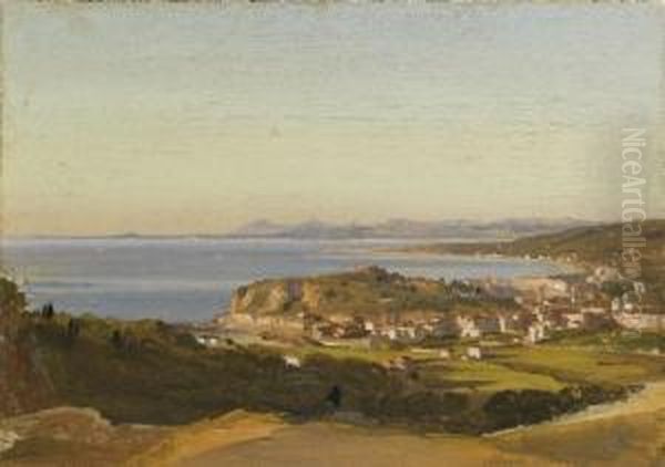 Veduta Di Nizza Da Villafranca Oil Painting by Ippolito Caffi