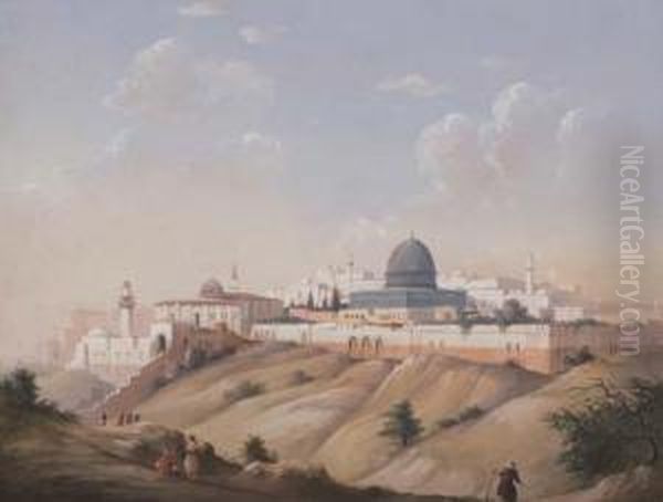 Veduta Di Gerusalemme Oil Painting by Ippolito Caffi