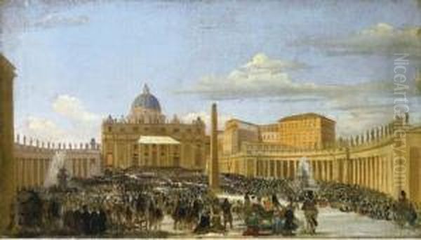 Piazza San Pietro Oil Painting by Ippolito Caffi