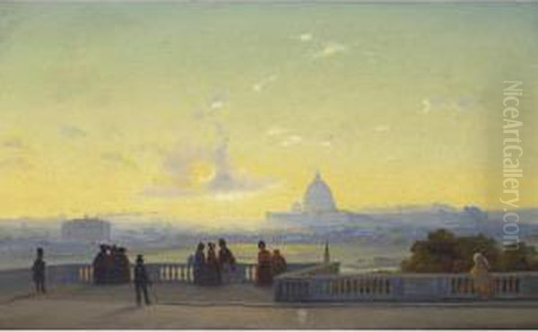 Vue De Rome Depuis Le Pincio Oil Painting by Ippolito Caffi