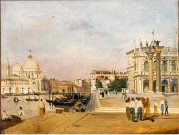 Venezia, Il Molo Verso Ovest Oil Painting by Ippolito Caffi