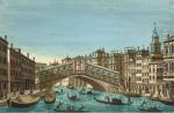 Venice: The Rialto Bridge Oil Painting by Ippolito Caffi