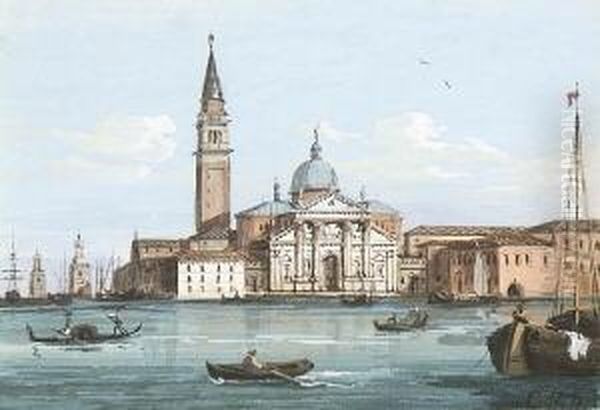 Venedig - Blick Auf S. Giorgio
 Maggiore. Oil Painting by Ippolito Caffi