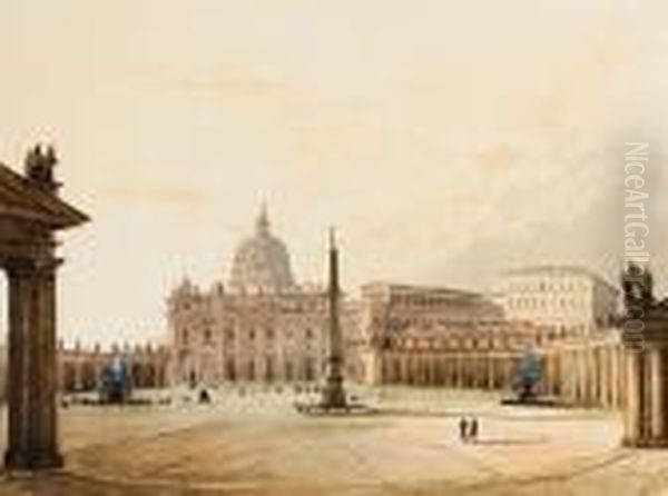 Piazza St. Pietro, Roma Oil Painting by Ippolito Caffi