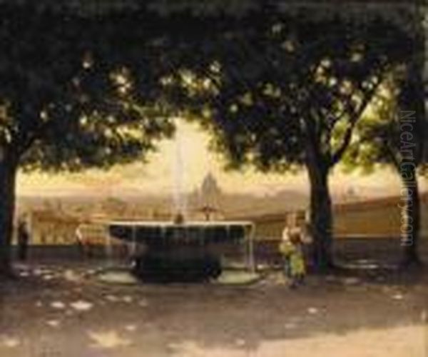 A Veduta Of Rome Oil Painting by Ippolito Caffi