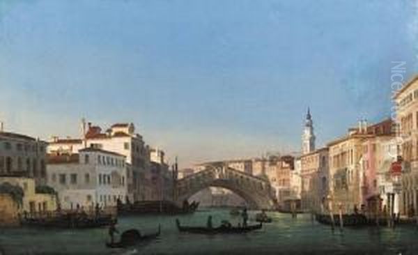 The Rialto Bridge, Venice Oil Painting by Ippolito Caffi