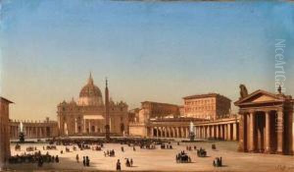 St. Peter's Cathedral, Rome Oil Painting by Ippolito Caffi