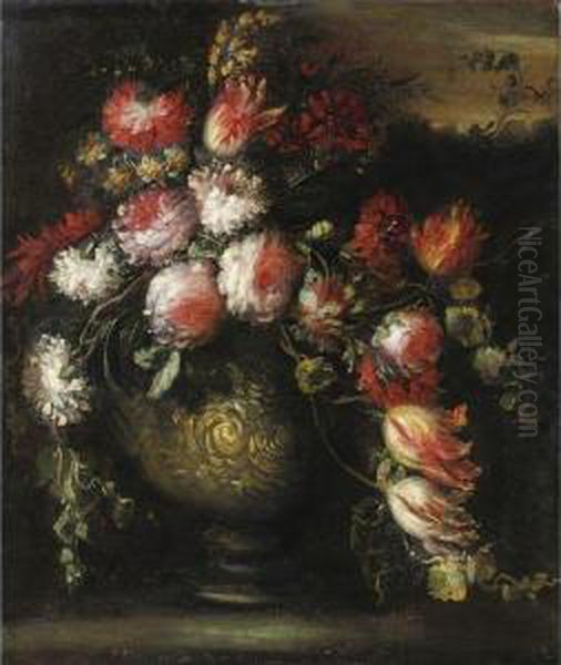 Natura Morta Con Vaso Di Fiori Oil Painting by Margherita Caffi