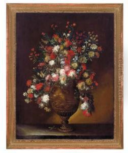 Blumenstillleben Mit Vergoldeter Prunkvase Oil Painting by Margherita Caffi