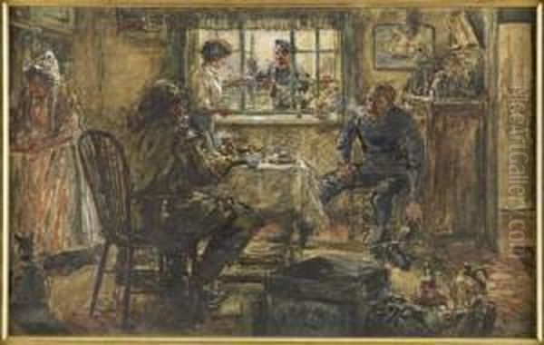 A Fisherman's Kitchen, Newlyn Oil Painting by Hector Caffieri