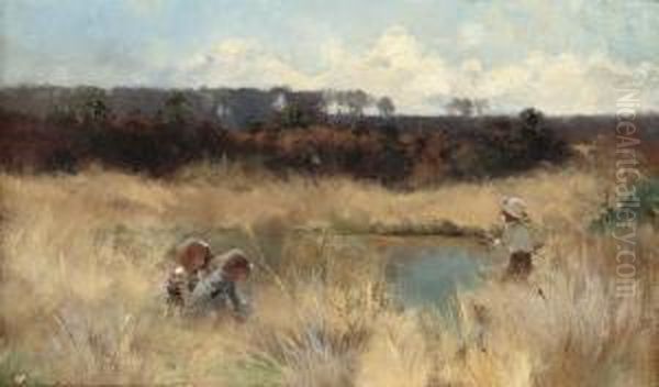 The Young Anglers Oil Painting by Hector Caffieri