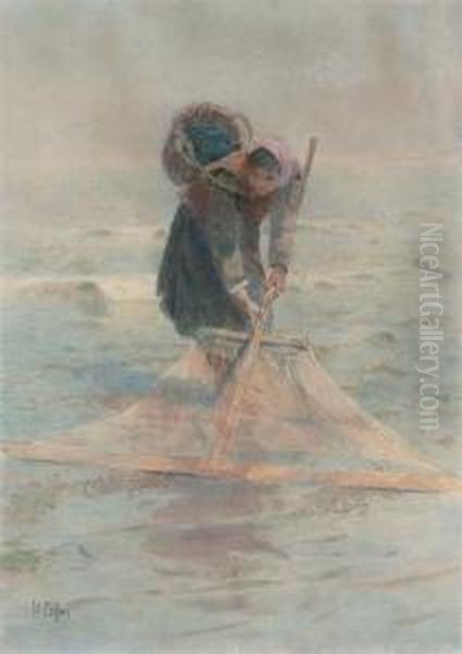 The Shrimper Oil Painting by Hector Caffieri